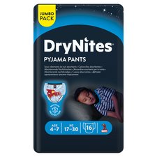 Dry Nites Pyjama Pants Age 4-7 Blue Jumbo 16Pk