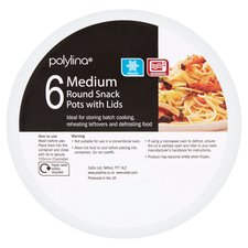 Polylina Medium Round Snack Pot & Lid 6 Pack