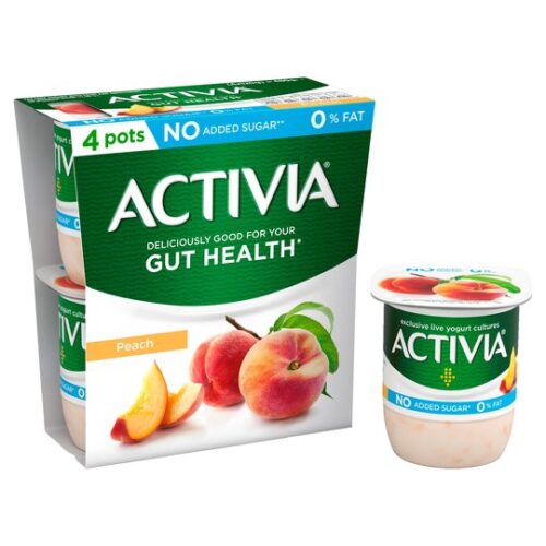 Activia Fat Free Peach Yogurt 4 X 120G