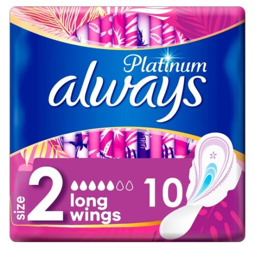 Always Platinum Long Size 2 Sanitary Towels With Wings 10