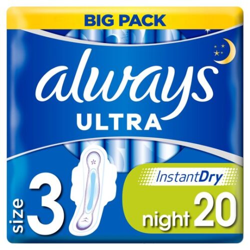 Always Ultra Night Size 3 Sanitary Towels With Wings 20