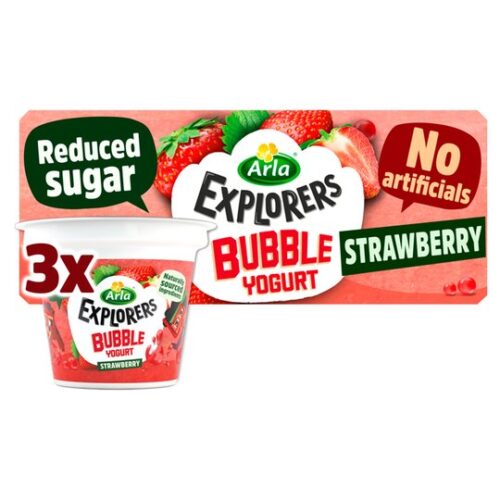 Arla Explorers Strawberry Bubble Yogurt 3X90g