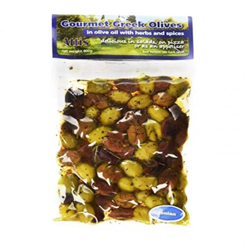 Attis Gourmet Pitted Mixed Olives (Ionian) 400g