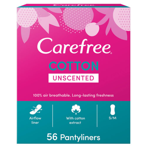 Carefree Cotton Panty Liners Unscented 56 Pack