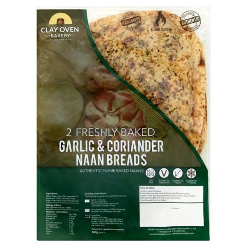 Clay Oven Bakery 2 Large Stretched Naan Bread 360G