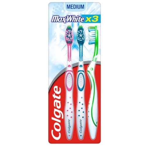 Colgate Maxwhite Toothbrush Set Medium 3 Pack