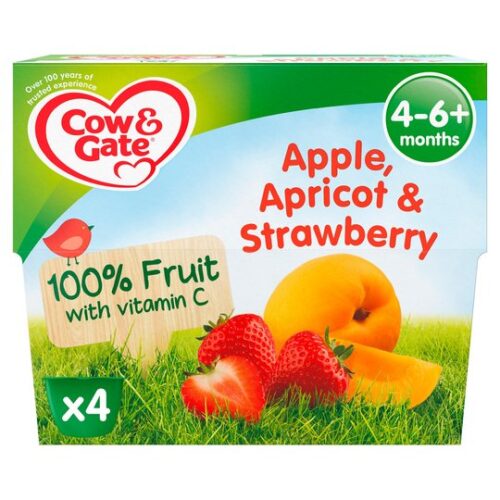 Cow & Gate Apple Apricot & Strawberry Fruit Pot 4X100g 4 Mth+