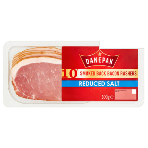 Danepak 10 Smoked Reduced Salt Back Bacon Rashers 300G