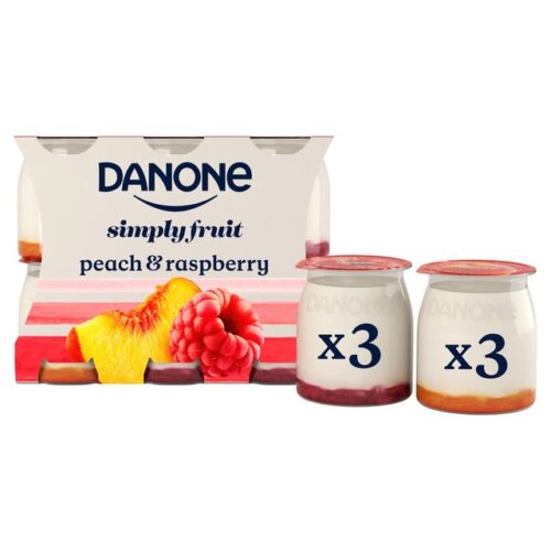 Danone Simply Fruit Peach Raspberry Yogurt 6X110g