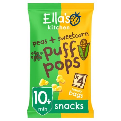 Ella’s Kitchen Organic Peas & Sweetcorn Puff Pops 4 X 9G