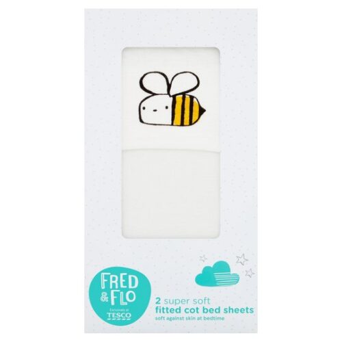 Fred&Flo 2 Pack Cotbed Fitted Sheets Bee