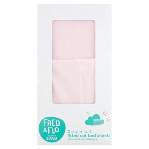 Fred&Flo 2 Pack Cotbed Fitted Sheets Pink