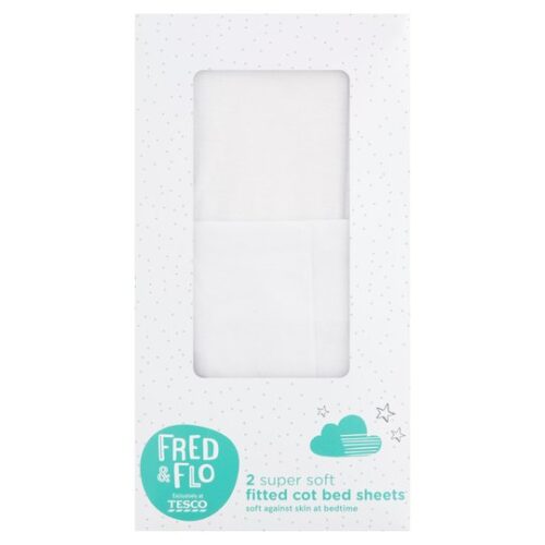 Fred&Flo 2 Pack Cotbed Fitted Sheets White