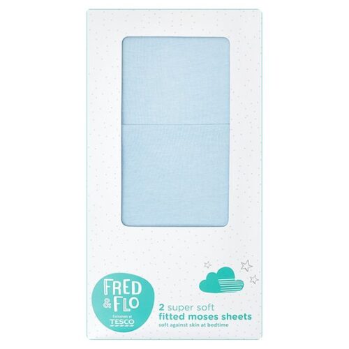 Fred&Flo 2 Pack Moses Fitted Sheets Blue