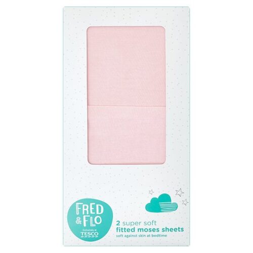 Fred&Flo 2 Pack Moses Fitted Sheets Pink