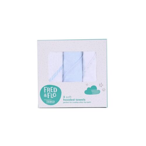 Fred&Flo 3 Pack Hooded Towel Blue