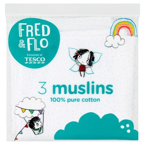 Fred & Flo Muslin Cloths White 3 Pack