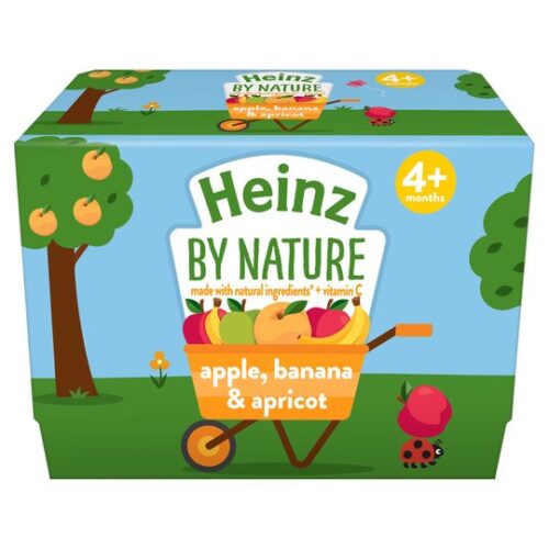 Heinz By Nature Apple Banana Apricot 4 Month Plus 4 X 100G