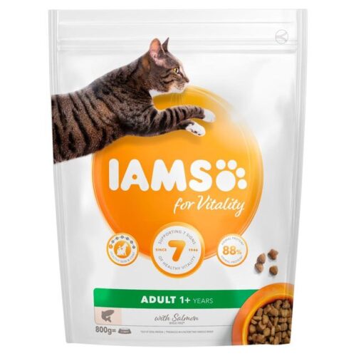 Iams Adult 1+ Cat Food With Salmon 800G