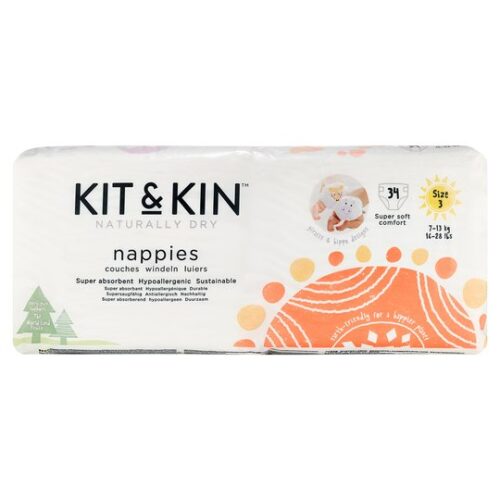 Kit & Kin Nappies Size3 Tiger 34Pk 7-11Kg 16-25Lbs