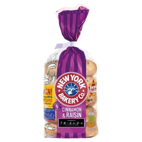 New York Bakery Cinnamon & Raisin Bagels 5 Pack