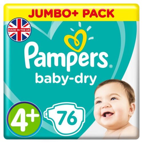 Pampers Baby Dry Size 4+ Jumbo+ Pack 76 Nappies