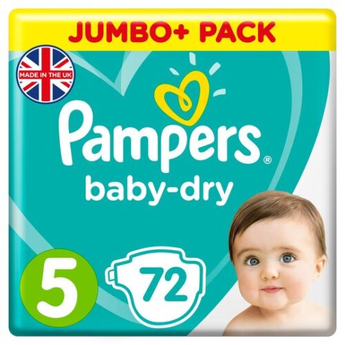 Pampers Baby Dry Size 5 Jumbo+ Pack 72 Nappies