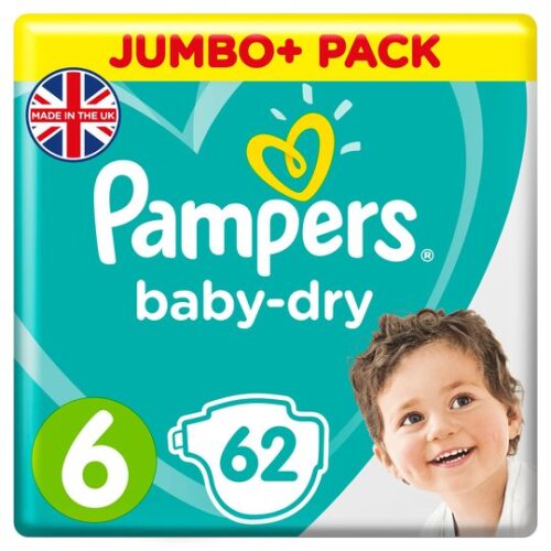 Pampers Baby Dry Size 6 Jumbo+ Pack 62 Nappies