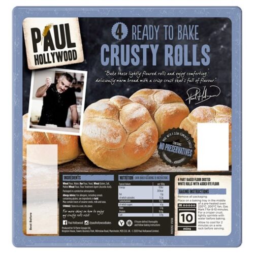 Paul Hollywood 4 Ready To Bake White Crusty Rolls