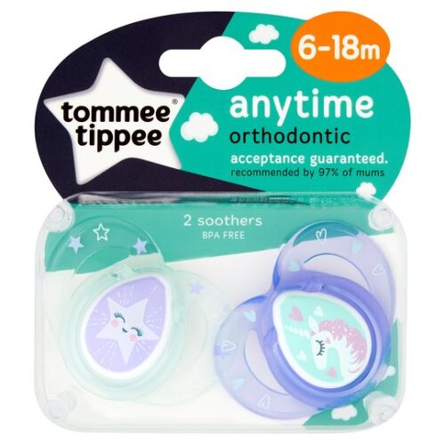 Tommee Tippee Closer To Nature 6-18Mth Anytime Pink Soother X2