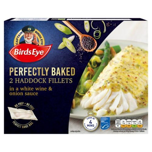 Birds Eye Perfectly Baked 2 Haddock Fillets White Wine & Onion Sauce 260G