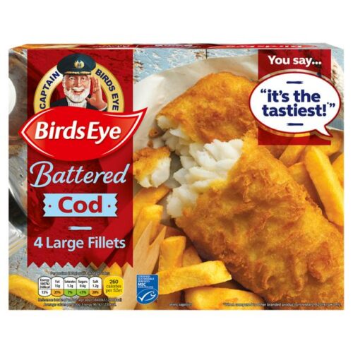 Birds Eye 4 Large Battered Cod Fillets 440G