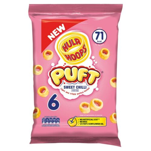 Hula Hoops Puft Sweet Chilli 6 Pack (6X15g)