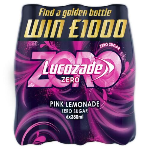 Lucozade Energy Zero Pink Lemonade 6X380ml