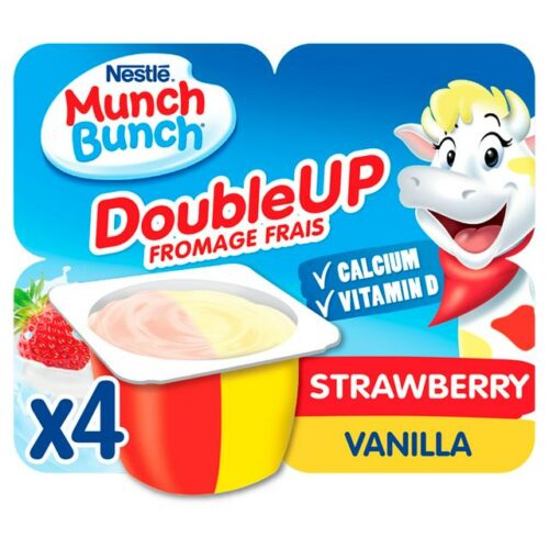 Munch Bunch Double Up Strawberry & Vanilla Yogurt 4X85g