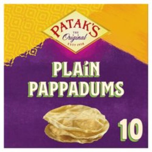 Pataks 10 Papadums Plain 100G