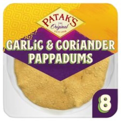 Pataks Ready To Eat Garlic & Coriander Papadums 8 Pack