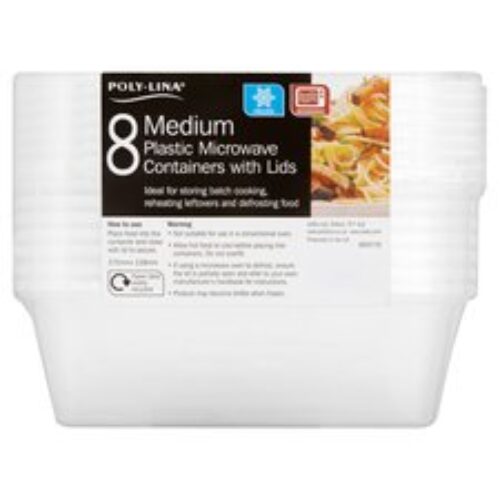 Polylina Medium Plastic Tubs & Lids 8 Pack