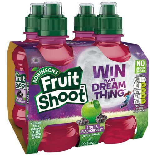 Robinsons Fruit Shoots Blackcurrant & Apple No Added Sugar 4X200ml