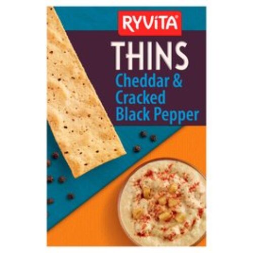 Ryvita Cheddar & Crack Black Pepper Thins 125G