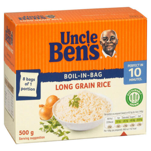 Uncle Bens Boil In Bag Long Grain Rice 8X62.5G