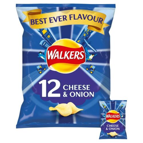 Walkers Cheese & Onion Crisps 12 X 25G