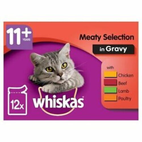 Whiskas Cat Food 11+ Meat Selection Pouches 12X100g