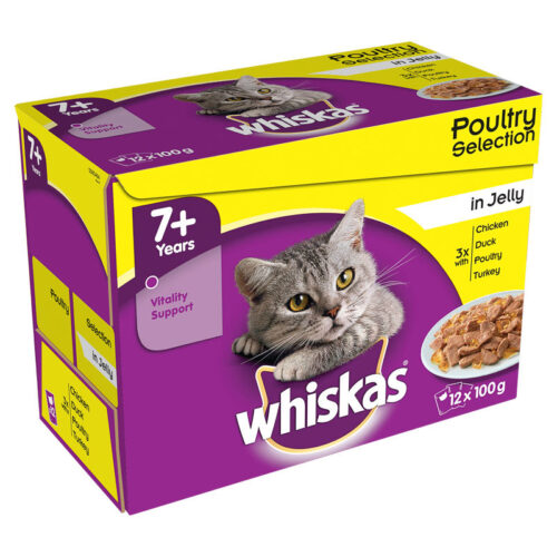 Whiskas Cat Food Pouch 7+ Poultry Jelly 12X100g