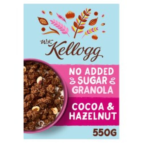 W.K Kellogg No Added Sugar Cocoa & Hazelnut Granola 550G