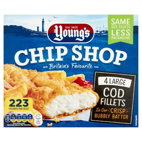 Youngs Chip Shop 4 Large Cod Fillets 440G